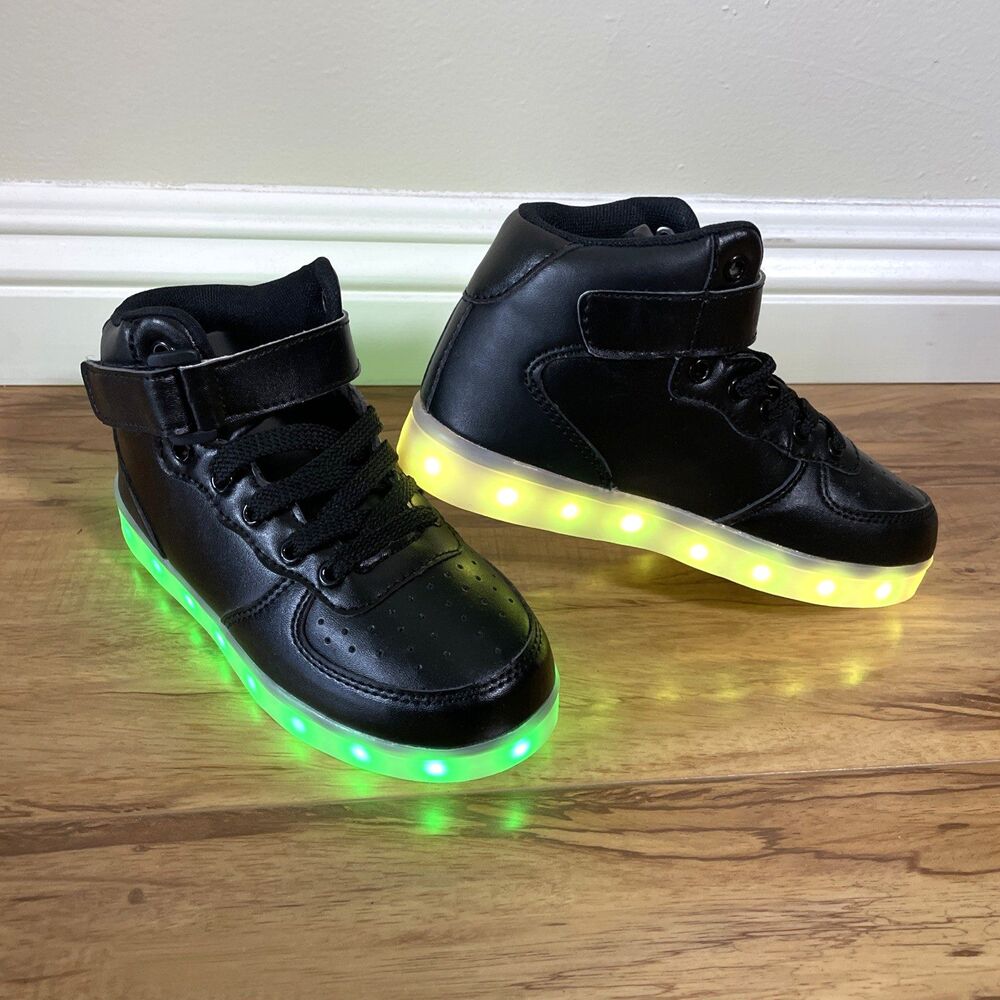 ATS Led Light Glow Shoes Unisex Size 2 Black USB Rechargeable Colored Lights New